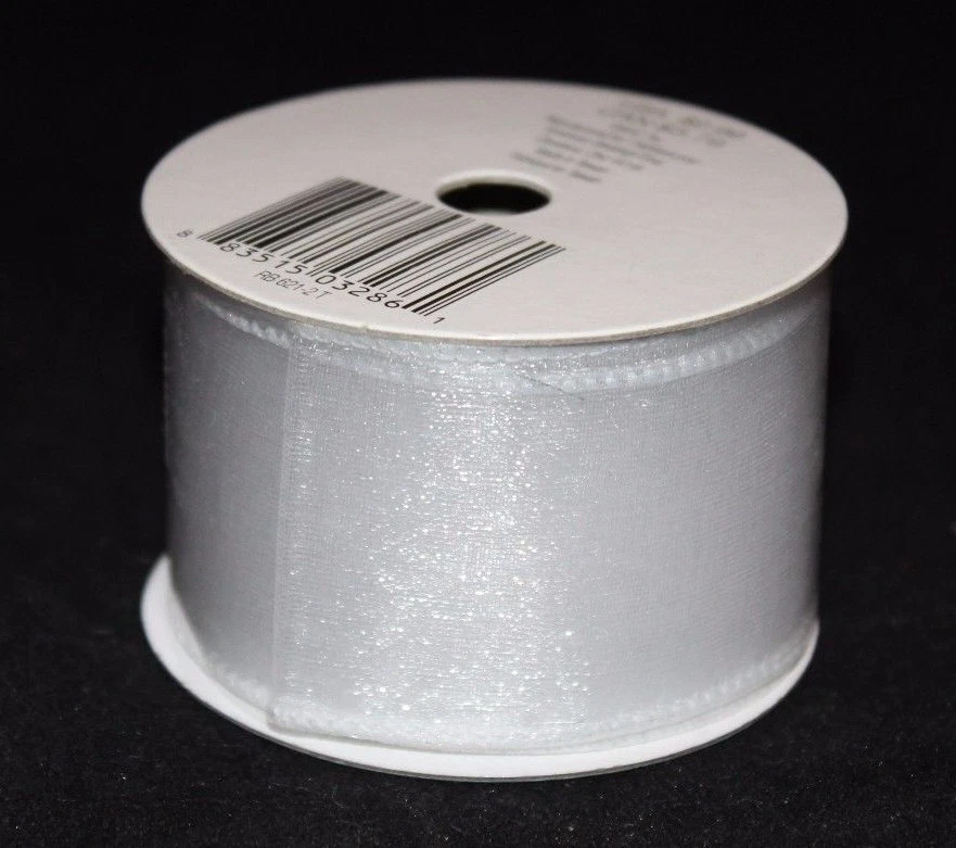 American Greetings 1-1/2"  White  Wire-Edged Ribbon 3 yds (9 ft) Foto 1 de 1