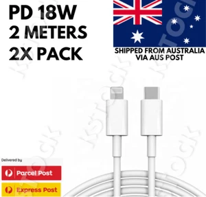2 X 2M MFI Certified PD 18W Type C to Lightning Cable for Apple iPhone 14 13 12 - Picture 1 of 3