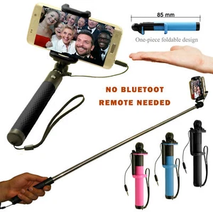 3.5MM SELFIE STICK WIRED iPHONE 6 6S PLUS GALAXY A72 A52 A32 HUAWEI XIAOMI SONY - Picture 1 of 11