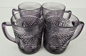 ❤️ 4 Cristal D'Arques Durand Purple Amethyst Handled Mug Cups