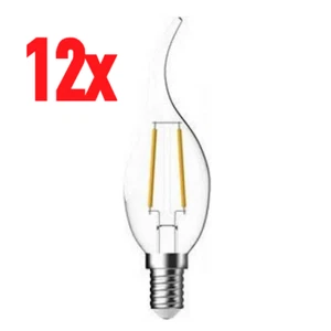 12x LED Filament Windstoß Kerzen 1,2W =15-Watt E14 klar warmweiß Retro Lampe - Bild 1 von 4