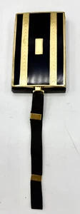 Art Deco TERRI Gold & Black Bakelite Wristlet Make-Up Change  Vanity Case - Picture 1 of 10