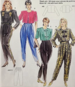 EASY Vtg UC Burda 4929 Sew Pattern High Waisted Pleated Pants Crop Jacket 8-18 - Picture 1 of 5