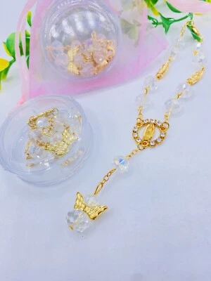 12 BAPTISM FAVORS BRACELETS PINK FIRST COMMUNION RECUERDOS DE BAUTIZO FREE BAGS - Image 1 of 4