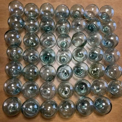 LOTE DE 6 FLOTADORES de pesca de vidrio japoneses antiguos de 3-3,8" decoración de boyas exhibición de colección Foto 1 de 4