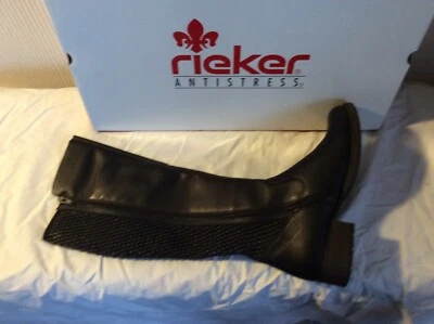 Ladies BNWT size 7/40M Utah black premium leather  knee high boots from Rieker - image 1 of 4