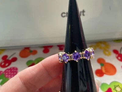 Anillo Bomb Party BP Just Dazzle Me Topacio Púrpura Chapado en Oro Talla 7 Foto 1 de 3