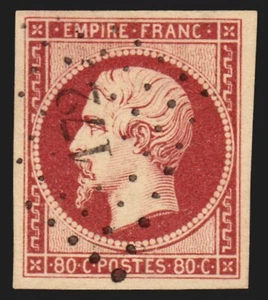 n°17Al, 80c carmin-foncé, oblitéré PC 172 AUDINCOURT - TTB - Picture 1 of 2