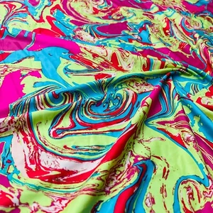 Tela de spandex de nailon con estampado psicodélico retro 4 vías elástica para trajes de baño - Imagen 1 de 5