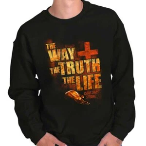 Christian The Way The Truth The Life Cross Womens or Mens Crewneck Sweatshirt - Picture 1 of 8