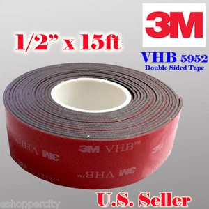 3M 1/2" x 15 ft VHB Double Side Foam Adhesive Tape 5952 Automotive Mounting 12mm - Picture 1 of 4