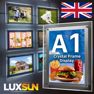 A1 | Slim LED Illuminated Wall Mounted Crystal Frame Poster Display Menu Board - Picture 1 of 8