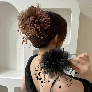 Peony Flower Grasping Clip Tassel Hair Accessories Elegant Hair Claw Girl - Picture 1 of 22