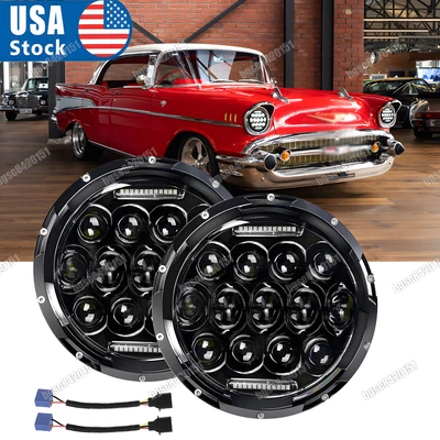 Par de faros LED redondos de 7" con halo DRL para Chevrolet 53-1957 Bel Air/150/210 Foto 1 de 4
