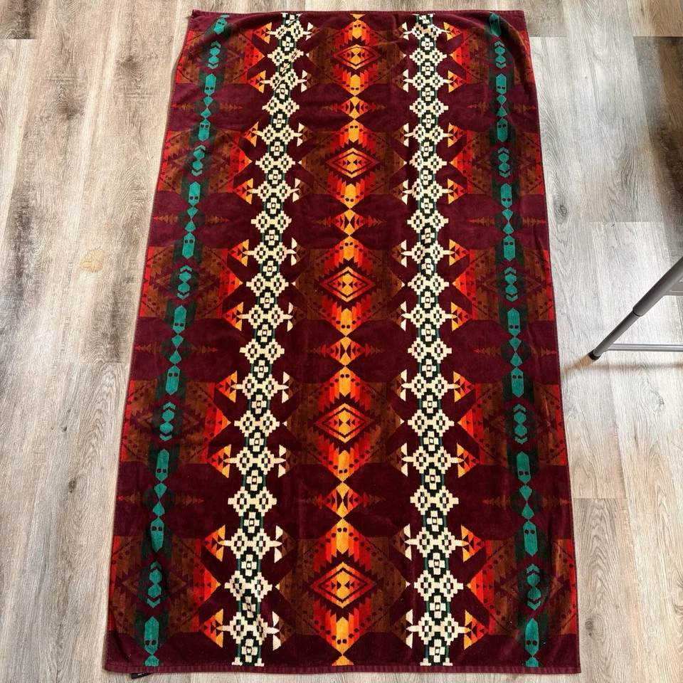 Toalla de playa spa de algodón Pendleton Navajo de gran tamaño azteca suroeste púrpura Foto 1 de 4