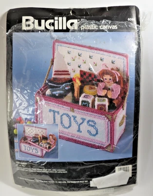 Bucilla Plastic Canvas Kit 1992 Vintage 6098 Toy Chest Open/Missing Needle - Image 1 of 3