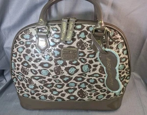 Loungefly Hello Kitty Brown & Light Green Leopard Patent Embossed Dome Purse GUC - Picture 1 of 20