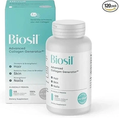Suplemento potenciador de colágeno biosilo apoya la producción natural 120 cápsulas Foto 1 de 3