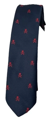Corbata de Colección Azul Marino Calavera y Huesos Para Hombre Gótica Rocker Prep Med. Corbata ancha Foto 1 de 4