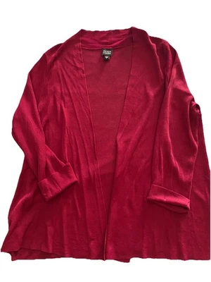 Женский кардиган Eileen Fisher с открытой передней частью из вискозы/нейлона темно-бордовый размер L - Изображение 1 из 3