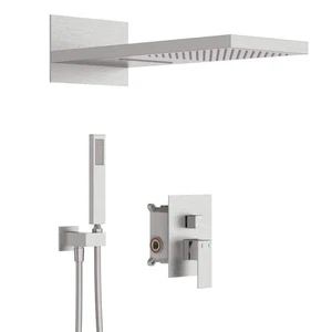 1-Sprühmuster quadratisch 22 Zoll 1,8 GPM Wandhalterung Duschsystem Niederschlag Dual in - Bild 1 von 11
