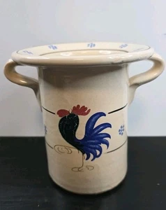 Italian Style Ceramic Rooster Crock Double Handled Handcrafted  Farmhouse Decor - Picture 1 of 7