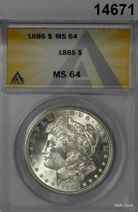 1886 MORGAN SILVER DOLLAR ANACS CERTIFIED MS64 FLASHY! LOOKS BETTER! #14671 - Picture 1 of 3
