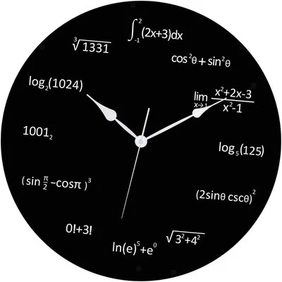 Math Equations Wall Clock Non Ticking Ideal Gift Art Mathematics Black Board - Image 1 of 4