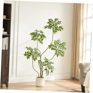 4FT Artificial Sumac Tree with White Pot, Tall Faux Plants Indoor, Fake Tree - Picture 1 of 7