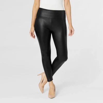 Leggings para mujer Lauren Ralph Lauren negros de imitación de cuero L/G elásticos cintura alta Foto 1 de 4