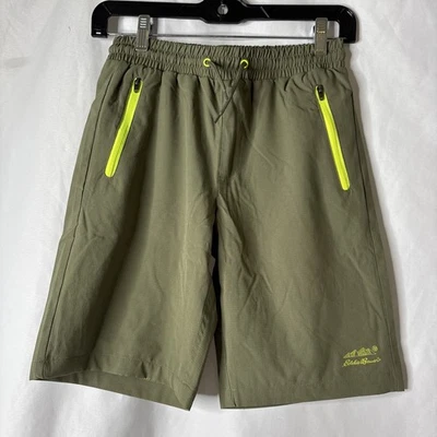 Pantalones Cortos Eddie Bauer Niños Jóvenes M 10/12 Secado Rápido Forrados en Malla Verde Oliva Amarillo Foto 1 de 4