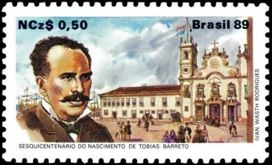 Brazil 1989 MNH, Tobias Barreto poet, philosopher, Architecture, Churches - Image 1 of 1