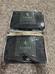 Lauren Ralph Lauren Charleston Black Set Of 2 Standard Pillow Shams New 30”X 26” - Picture 1 of 4