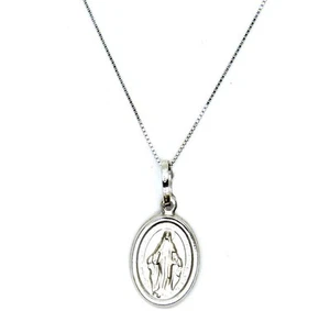 Collana da Donna in Oro Bianco 18kt (750) Catenina Veneta con Madonna di Lourdes - Imagen 1 de 5
