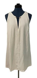 NWT Lulus Ivory Keyhole Gold Bar Accent Sleeveless Mini Shift Dress Cocktail M - Picture 1 of 19