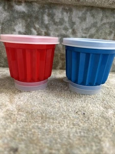 Tupperware Mini Jello Jellette Molds Blue/Red Set Of 2 Gelatin Dessert Cups - Picture 1 of 3