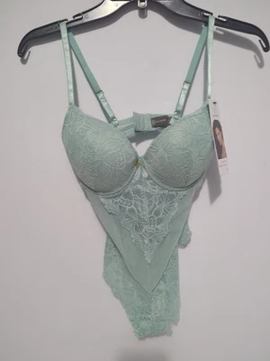 NWT Daisy Fuentes Intimates Surfspray Lace Teddy Bodysuit Lingerie One Piece L - Image 1 of 4