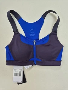 Nike Alpha Women's High-Support Padded Zip-Front Sports Bra Running Gym Blue XS - Picture 1 of 4