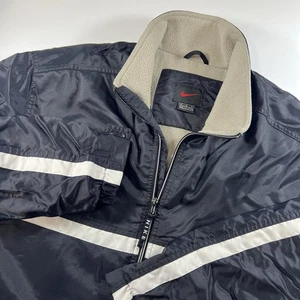 90s Vintage Nike Striped Winter Zip-Up Jacket Men’s Medium Loose Fit Black Label - Picture 1 of 8