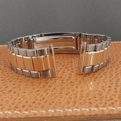 Correa de reloj vintage de 20 mm 19 mm 18 mm Bulova de acero inoxidable y RGP sin usar años 70 Foto 1 de 4