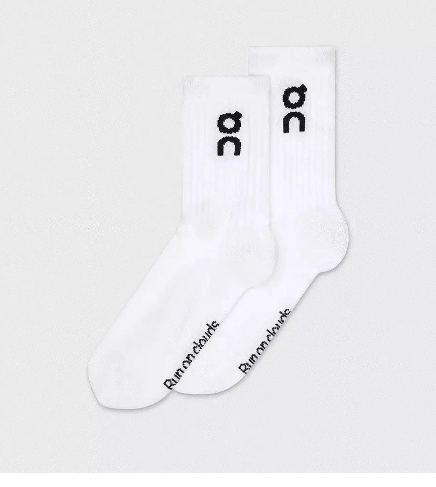 On Cloud 3-pk Crew Socks Run On Clouds Sz L  Performance Mens & Women’s WHITE - Image 1 of 1