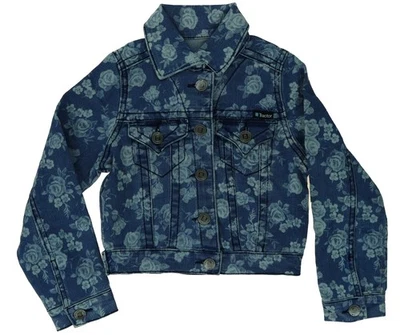 Chaqueta de tela vaquera elástica suave manga larga Tractor Girls, talla 7 Foto 1 de 4