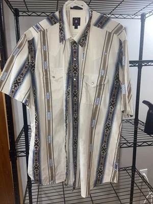 Vintage Panhandle Shirt Mens  Slim XL Aztec Short Sleeve Pearl Snap - Image 1 of 4