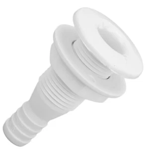 ⊹⊹White 5/8in Thru Hull Fitting Straight ABS Impact Resistance Hose Connector - Picture 1 of 24