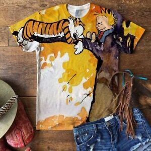 Calvin and Hobbes Design Tee Polyester T-Shirt Fullprinted