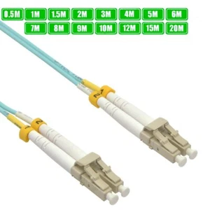 0.5m-20m LC-UPC to LC-UPC OM4 50/125 MultiMode Duplex OFNR Fiber Optic Cable Lot - Afbeelding 1 van 14