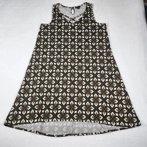 New Directions Womens Dress M Brown A-Line Floral Sleeveless Back Keyhole - Picture 1 of 13