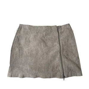 Blank NYC Zip Suede Mini Skirt in High Altitude Grey 31 - Picture 1 of 11