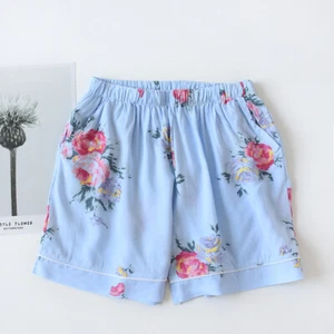 Sleep Bottoms Lady Cotton Blend Floral Elastic Waist Random Color Pajamas Shorts - Picture 1 of 11