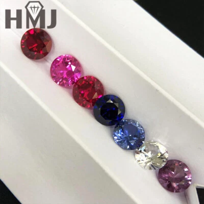 Synthetic Corundum Round Cut Authentic Loose Gemstone Multicolor Lab Grown Stone - Image 1 of 4